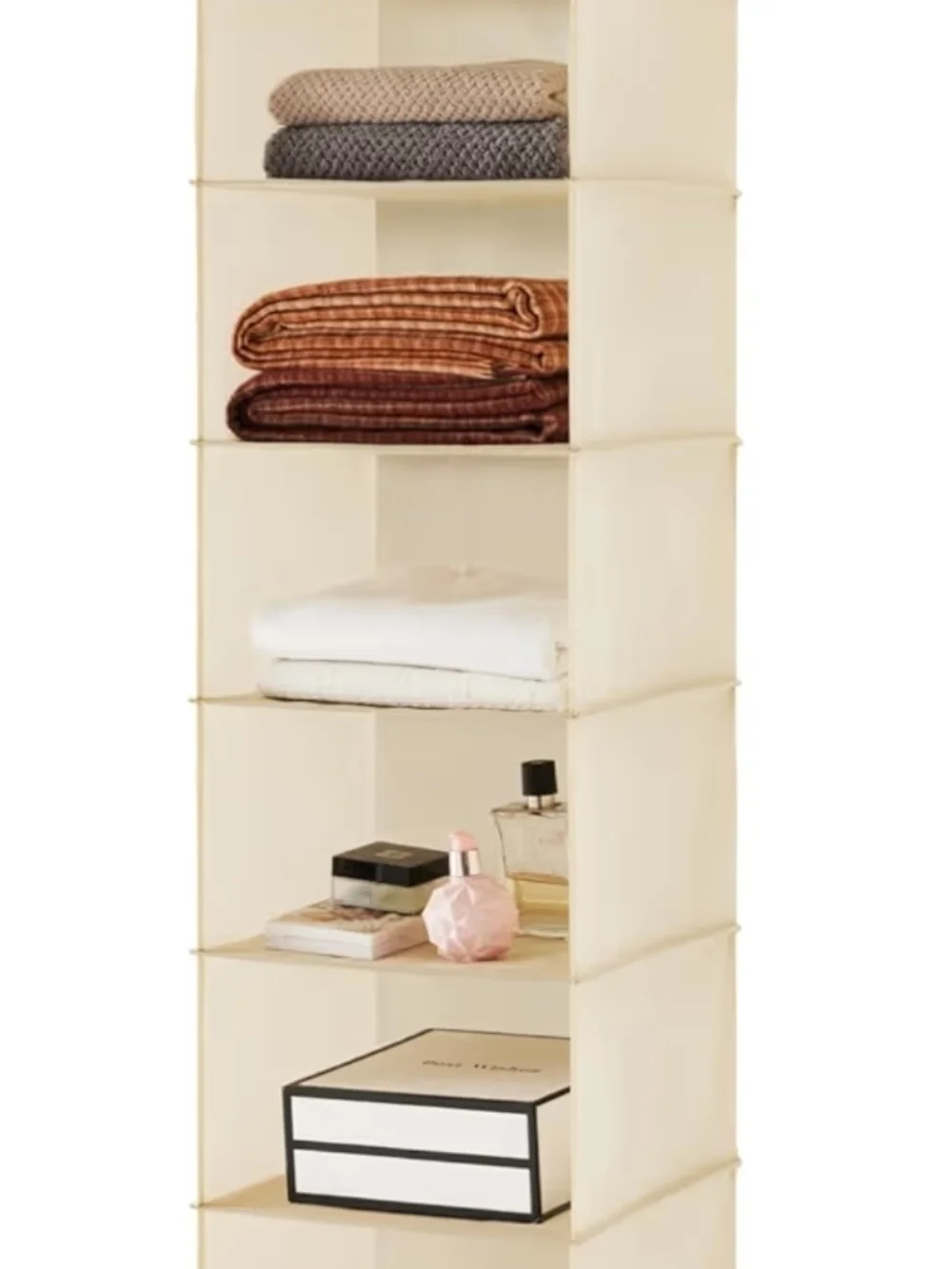 Cream Hanging Closet Organizer - 6-Shelf Home Storage